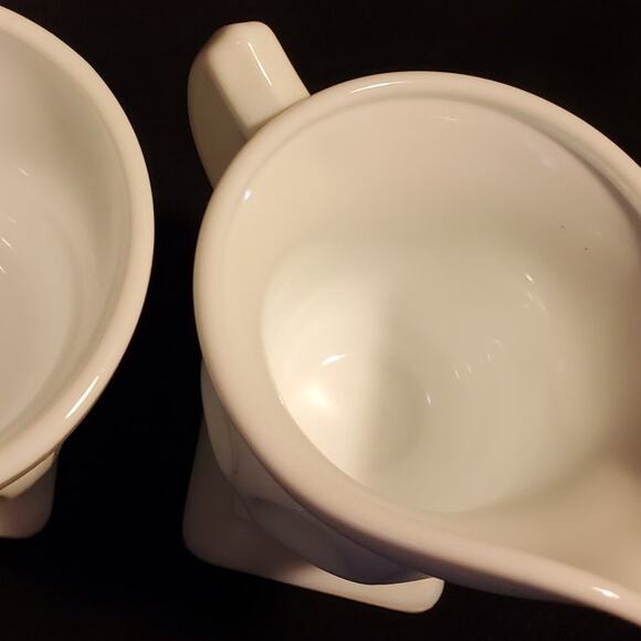 2 Pc Vintage Colony Milk Glass Open Sugar n Creamer Set in Lacette - Picture 6 of 16